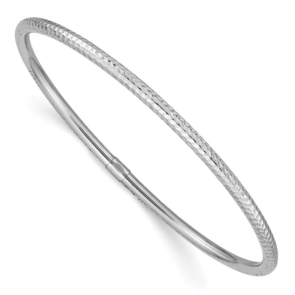 14k White Gold Diamond-cut Slip-on Bangle