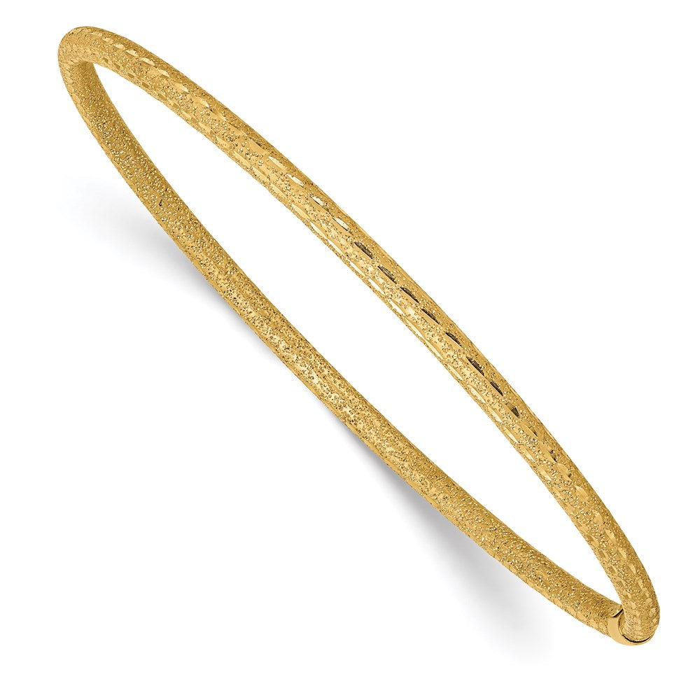 14k Satin Finish Diamon-cut Tube Slip-on Bangle