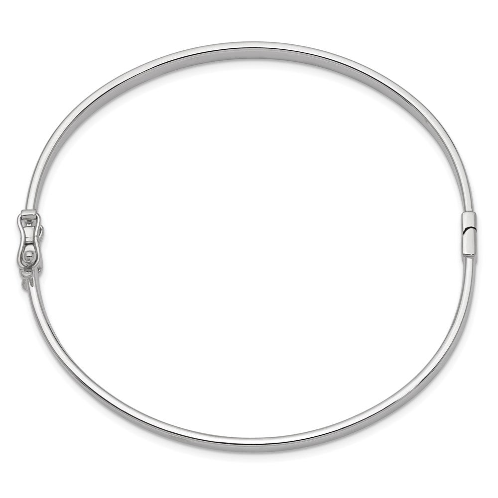 14k White Gold Polished Hinged Oval Bangle Bracelet