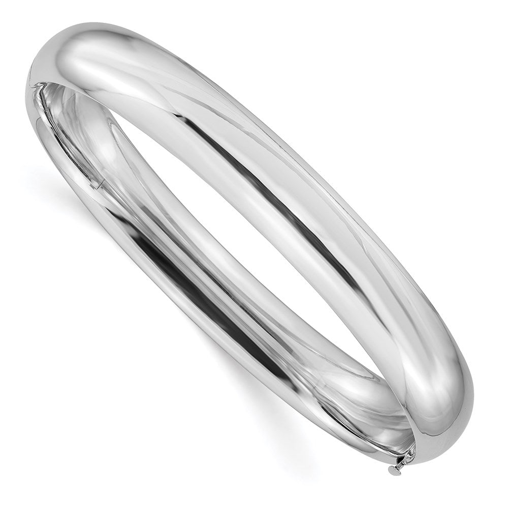 14k White Gold High Polished Hinged Bangle