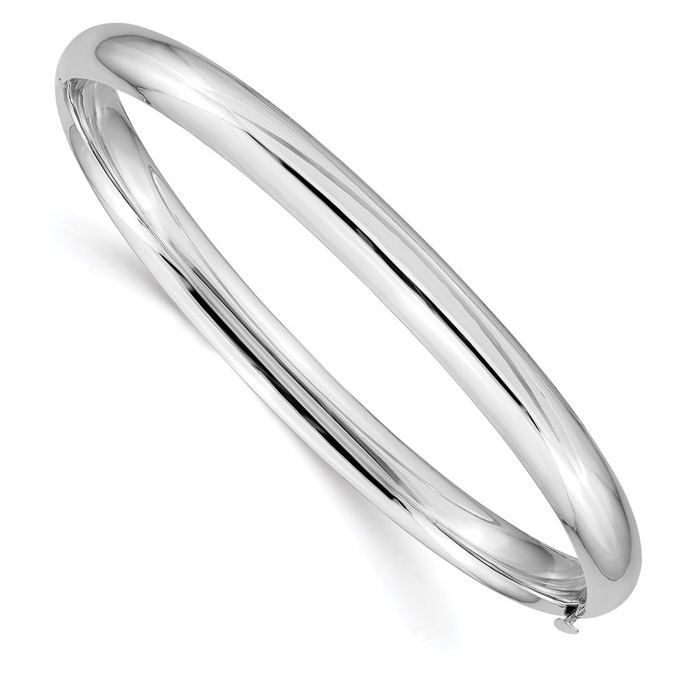 14k White Gold High Polished 6.00mm Hinged Bangle