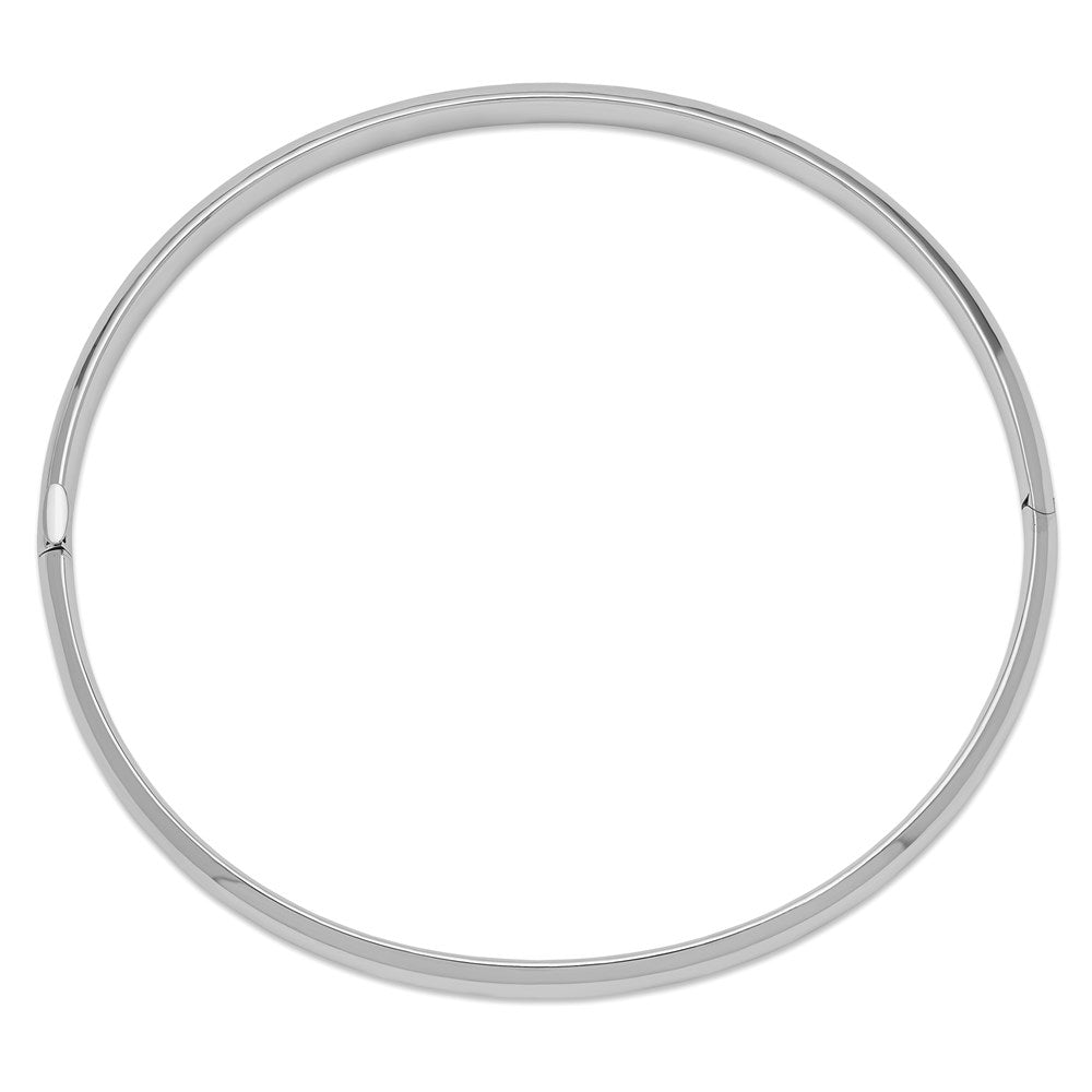 14k White Gold High Polished Hinged Oval Bangle Bracelet