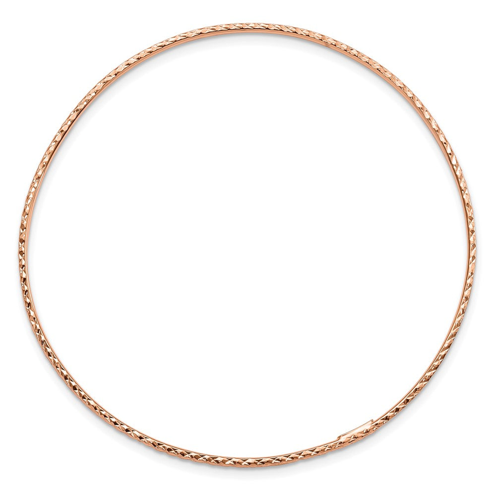 14k Rose Gold Polished Diamond-Cut Slip-on Round Bangle Bracelet