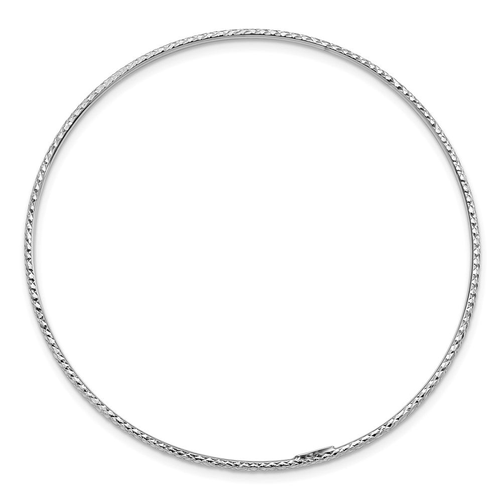 14k White Gold Diamond-Cut Slip-on Bangle Bracelet