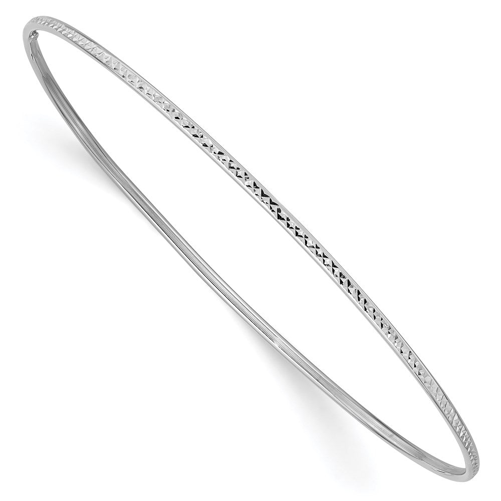 14k White Gold Diamond-Cut Slip-on Bangle Bracelet