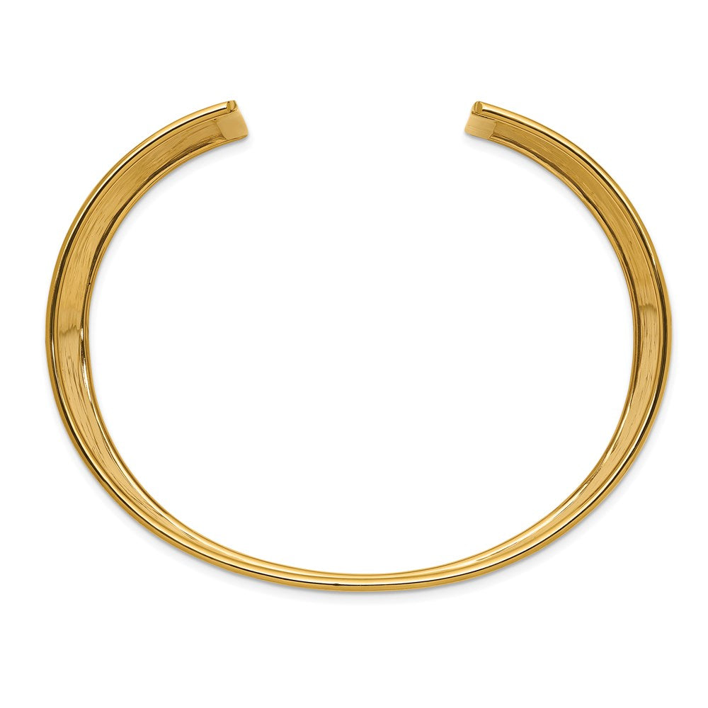 14k Hammered Polished Cuff Bangle