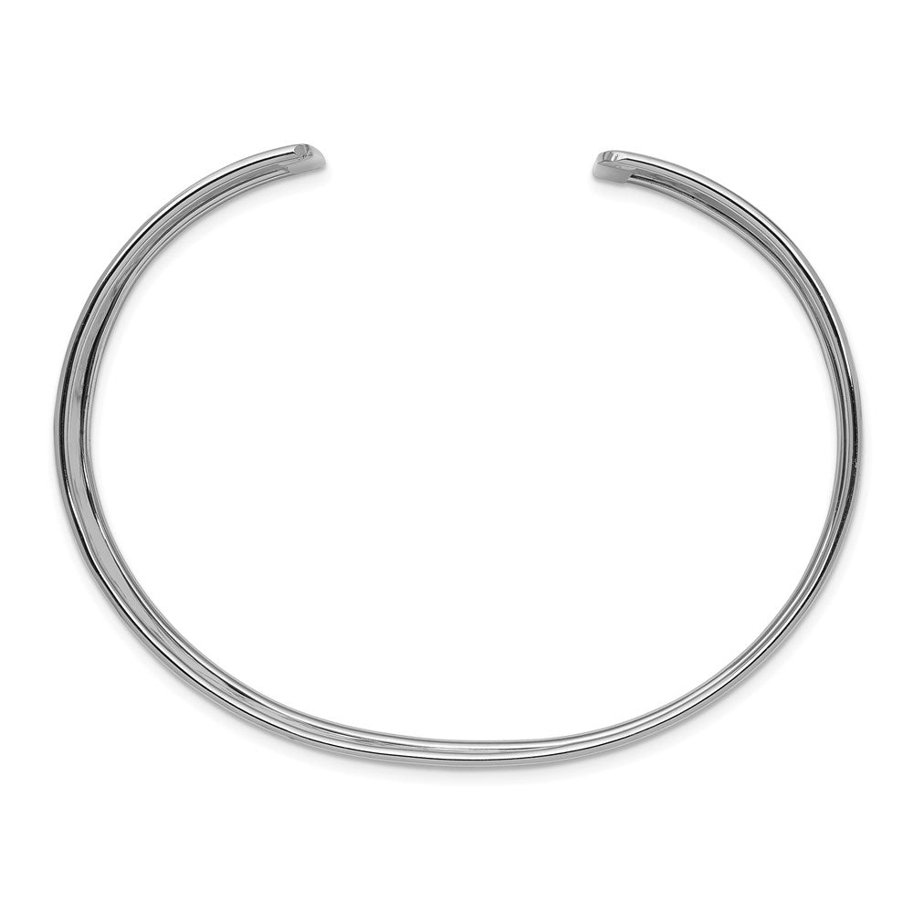 14k White Gold 19mm Hammered Polished Cuff Bangle