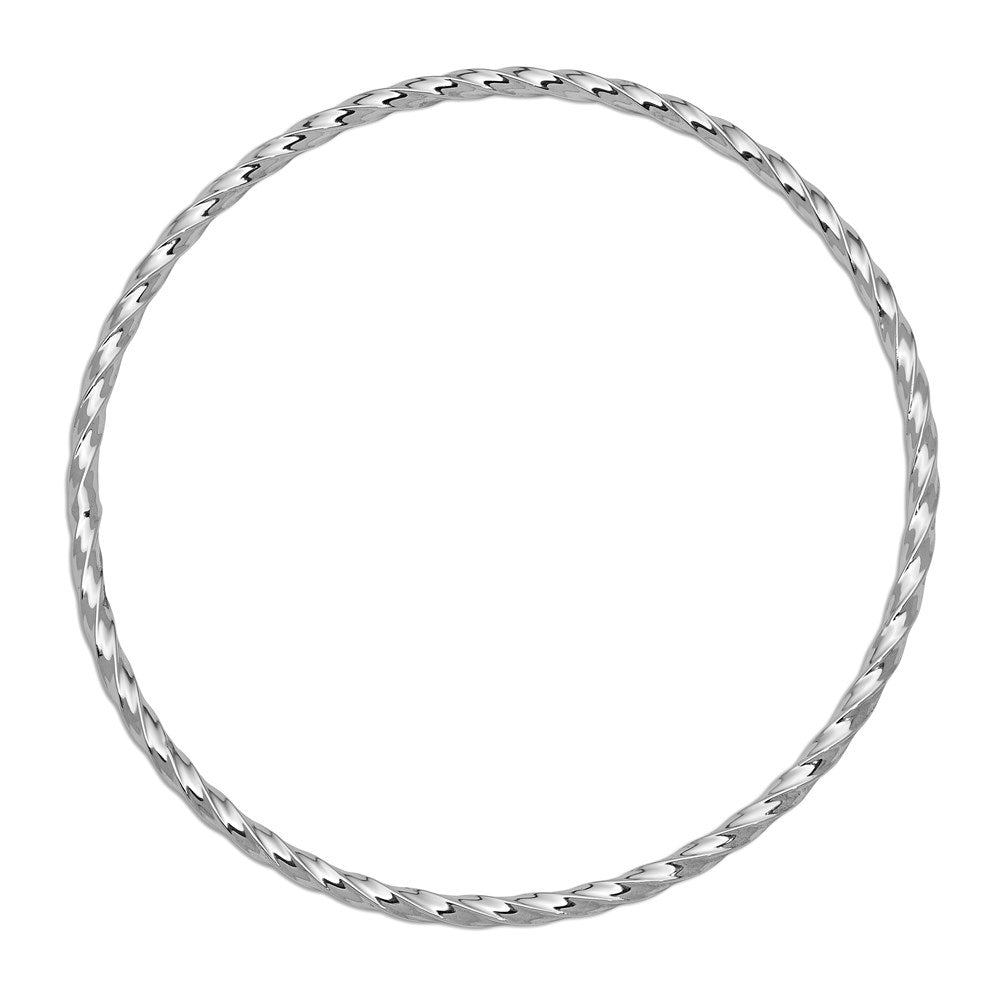 14k White Gold Polished Twisted Slip-on Round Bangle Bracelet
