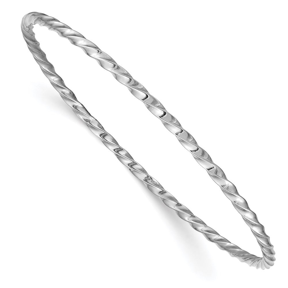 14k White Gold Polished Twisted Slip-on Round Bangle Bracelet
