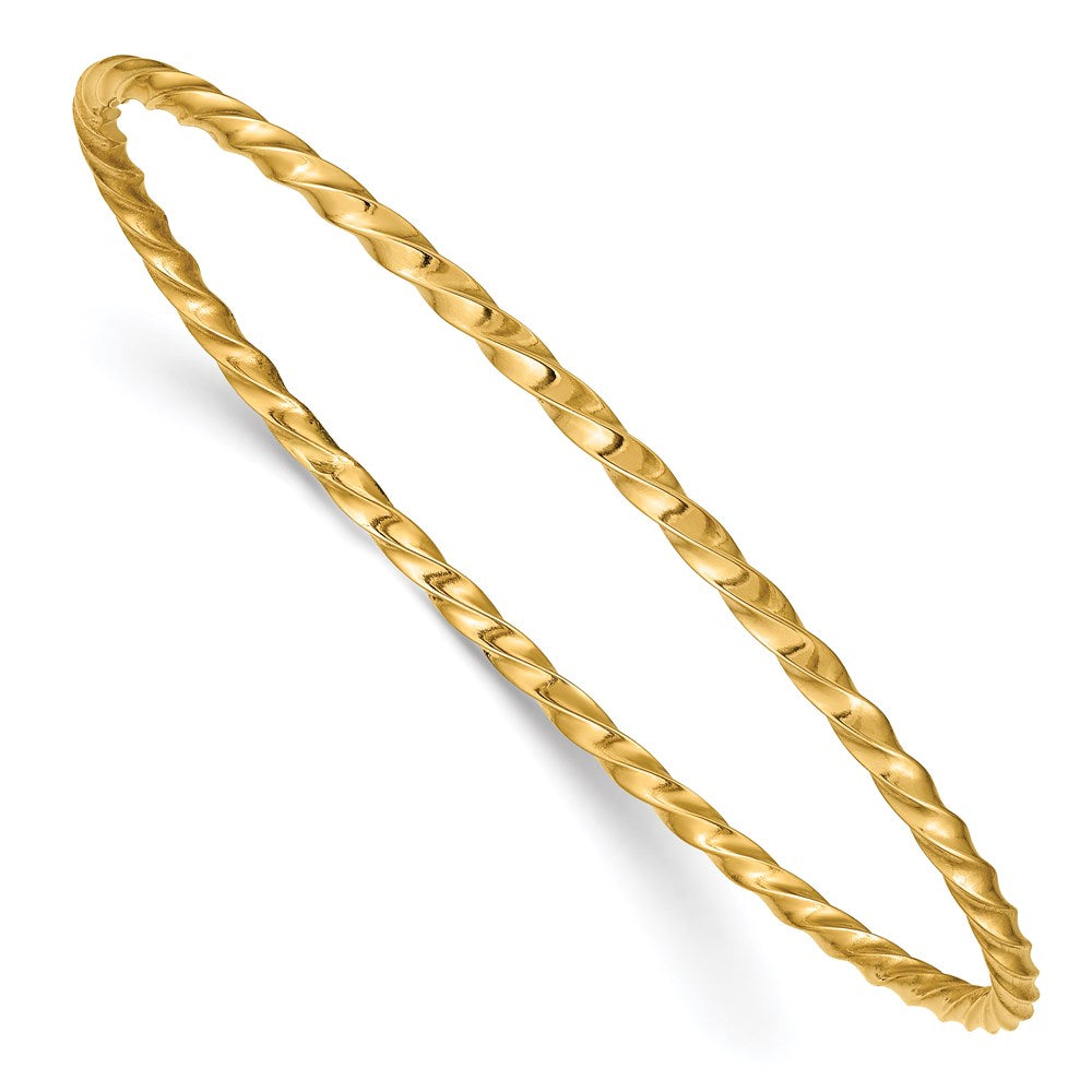 14k Polished Twisted Slip-on Round Bangle Bracelet