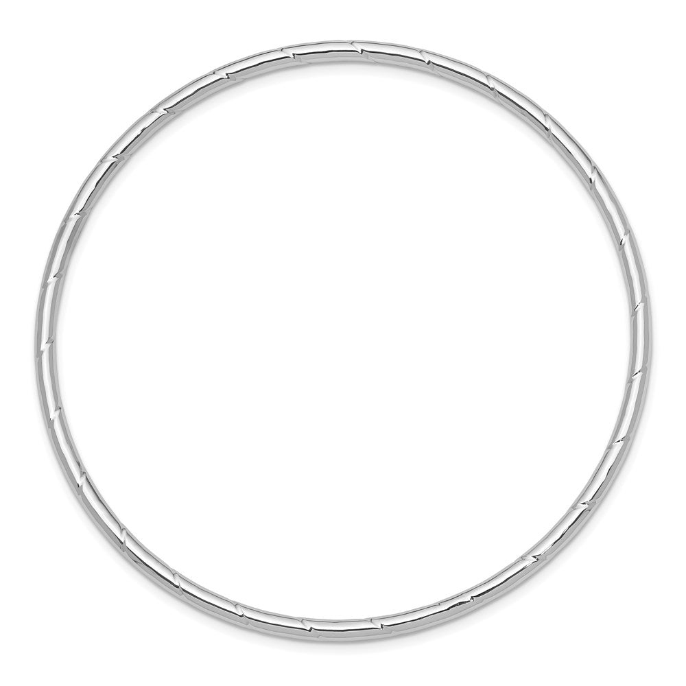 14k White Gold Polished Grooved Slip-on Round Bangle Bracelet