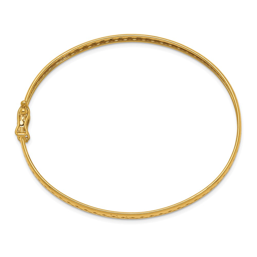 14k Polished Cut-out Lattice Design with Safety Clasp Flexible Oval Bangle Bracelet