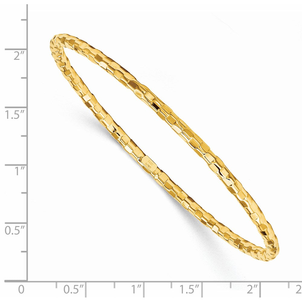 14k Polished Textured Slip-on Bangle Bracelet