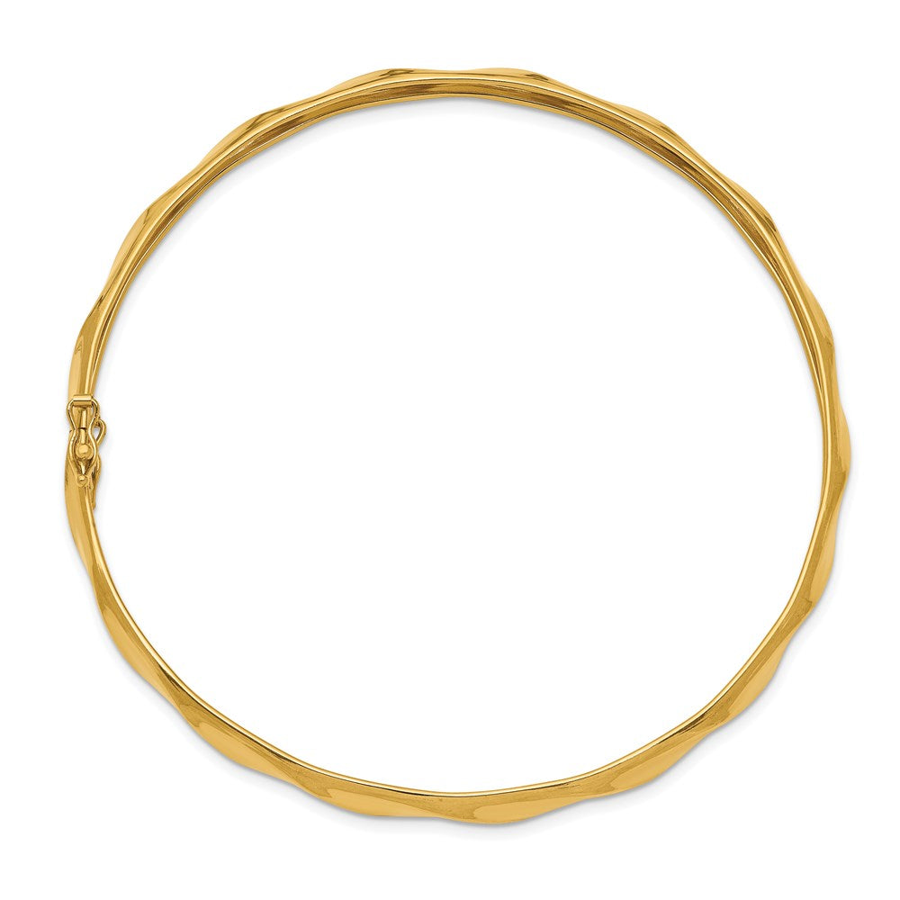 14k Polished Twisted Flexible Round Bangle Bracelet