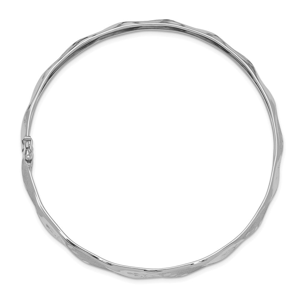 14k White Gold Polished Twisted Flexible Bangle