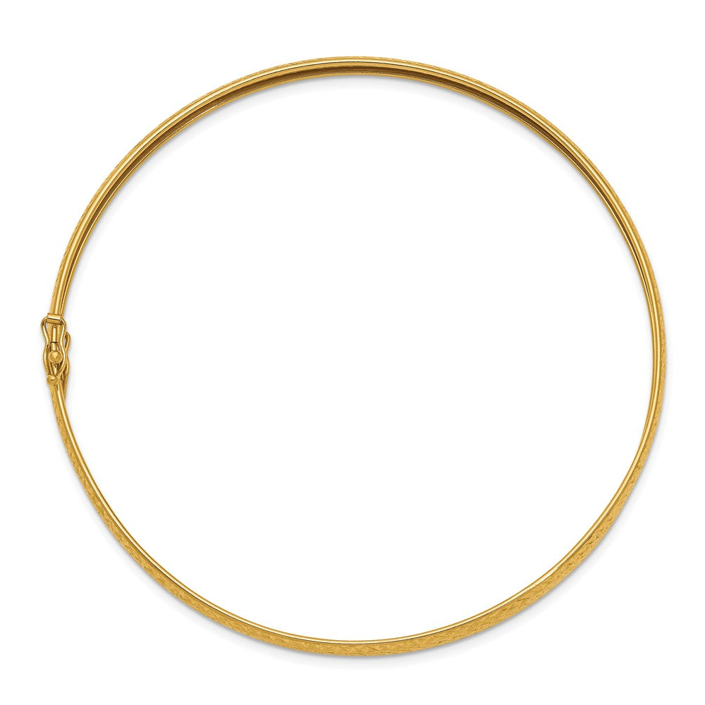 14K Polished Diamond-cut Flexible Round Bangle Bracelet