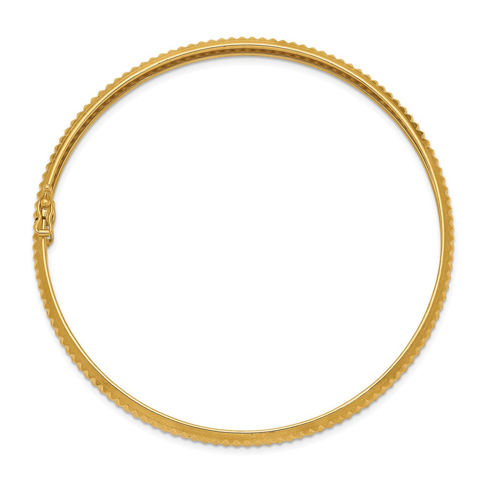 14k Polished Textured Flexible Round Bangle Bracelet