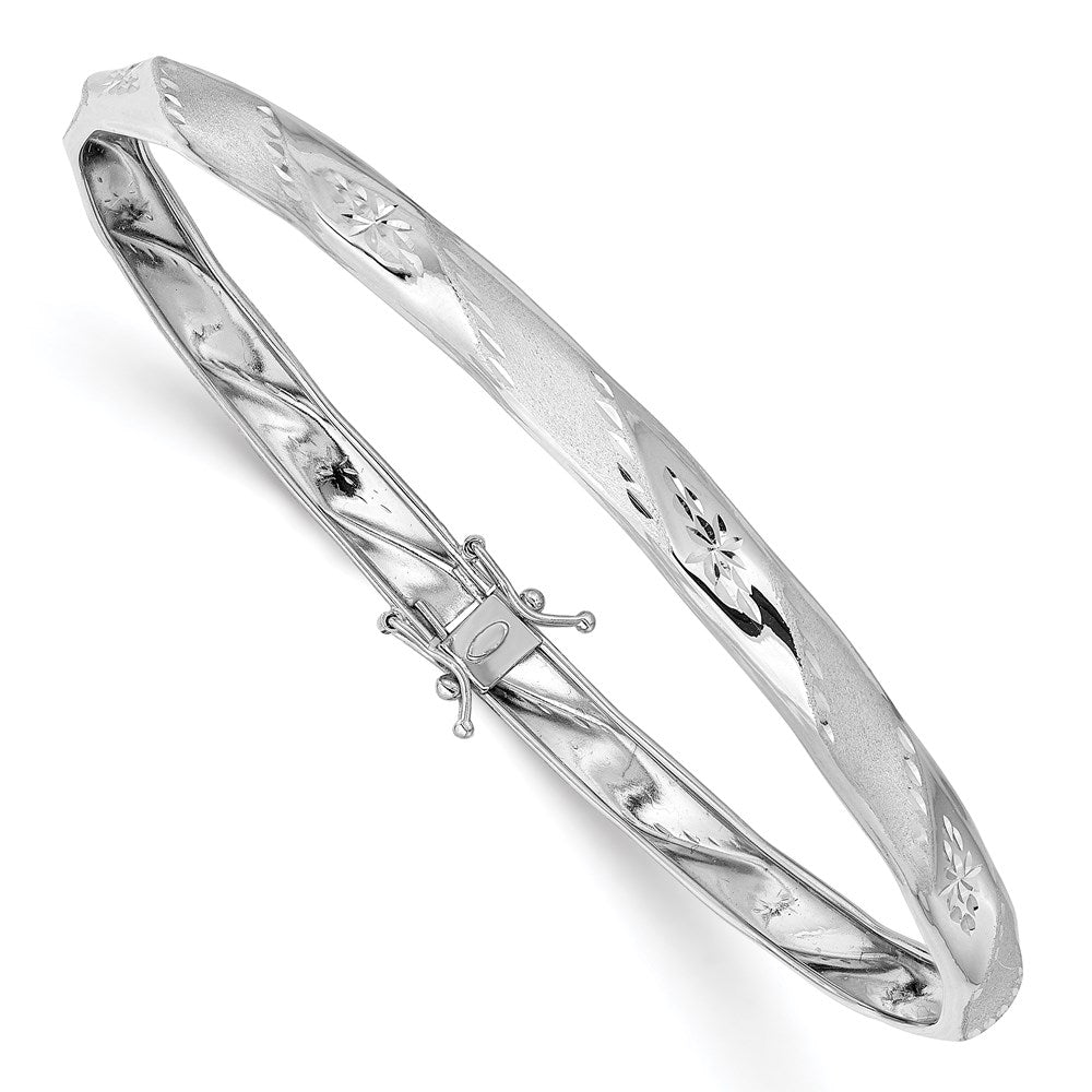 14k White Gold Polished Satin D/C Flexible Bangle