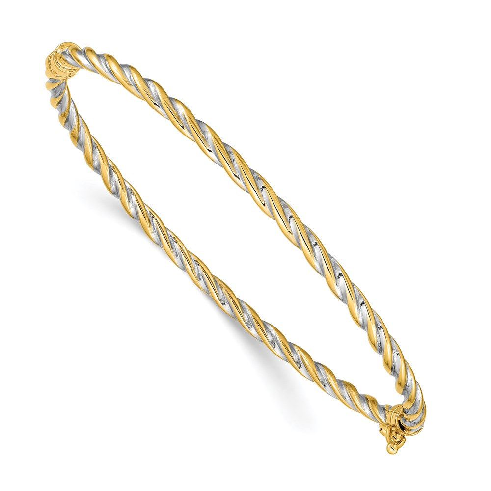 14k Two-Tone Polished Hinged Bangle Oval Bracelet