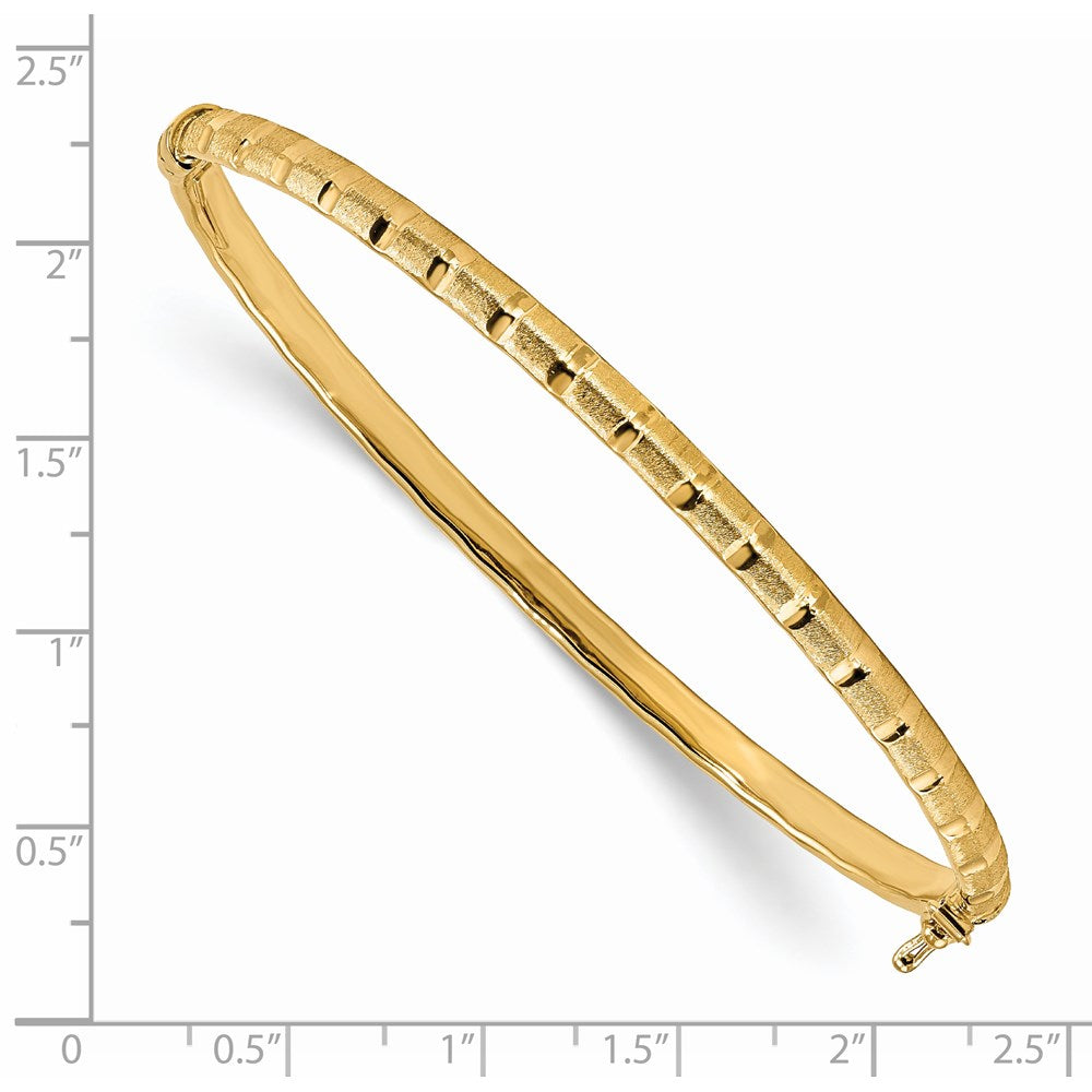 14k Polished & Satin Hinged Bangle Bracelet