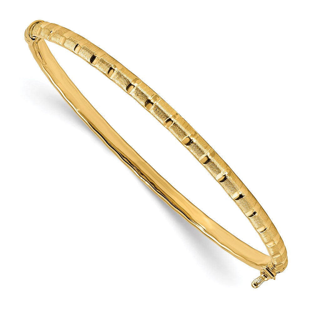 14k Polished & Satin Hinged Bangle Bracelet