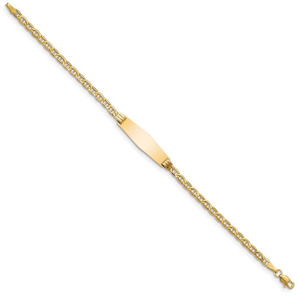 14k Polished Semi-Solid Chain/Solid Plate Anchor Link Soft Diamond Shape 25.5x Plate ID Bracelet