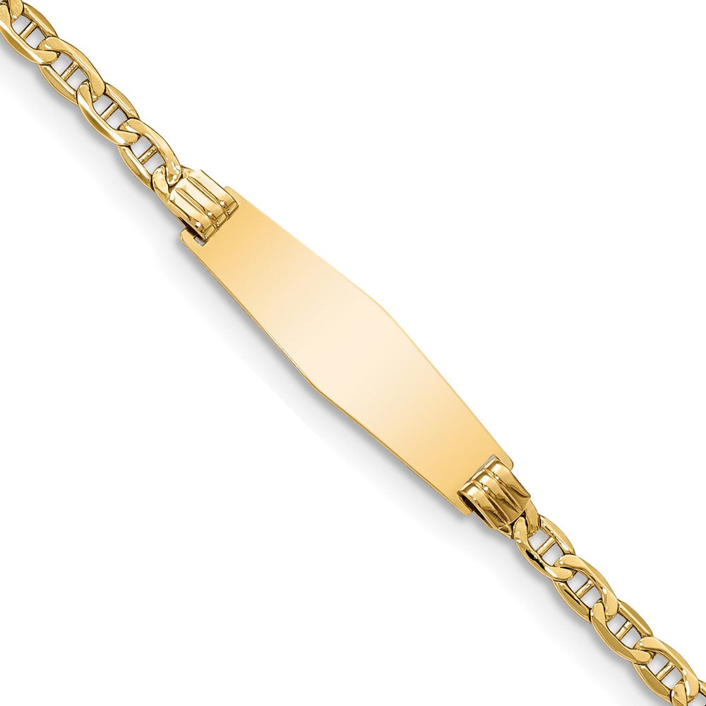 14k Polished Semi-Solid Chain/Solid Plate Anchor Link Soft Diamond Shape 25.5x Plate ID Bracelet