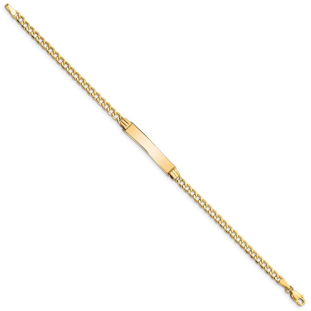 14k Polished Semi-Solid Chain/Solid Plate Cuban Link 25.5x Plate ID Bracelet