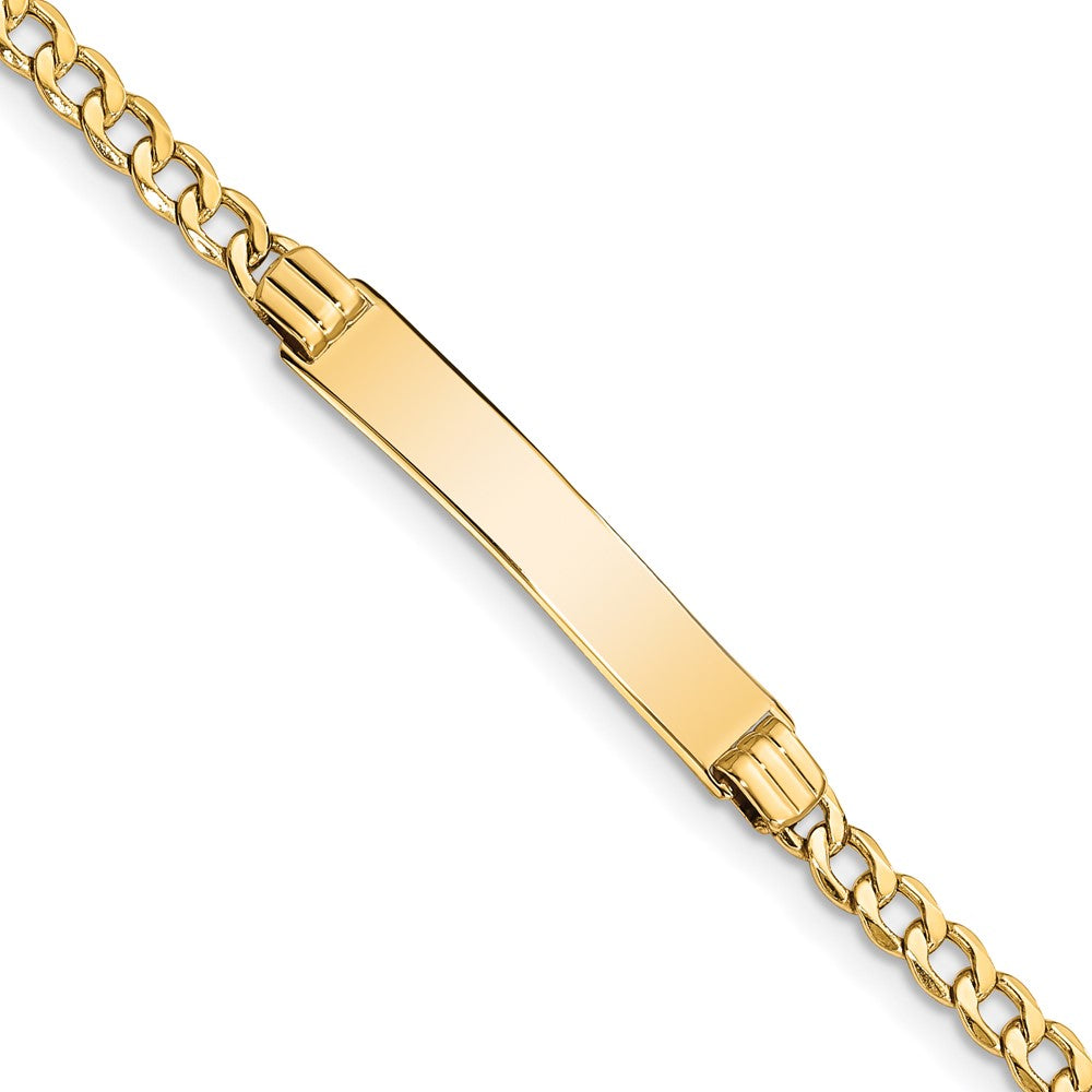 14k Polished Semi-Solid Chain/Solid Plate Cuban Link 25.5x Plate ID Bracelet