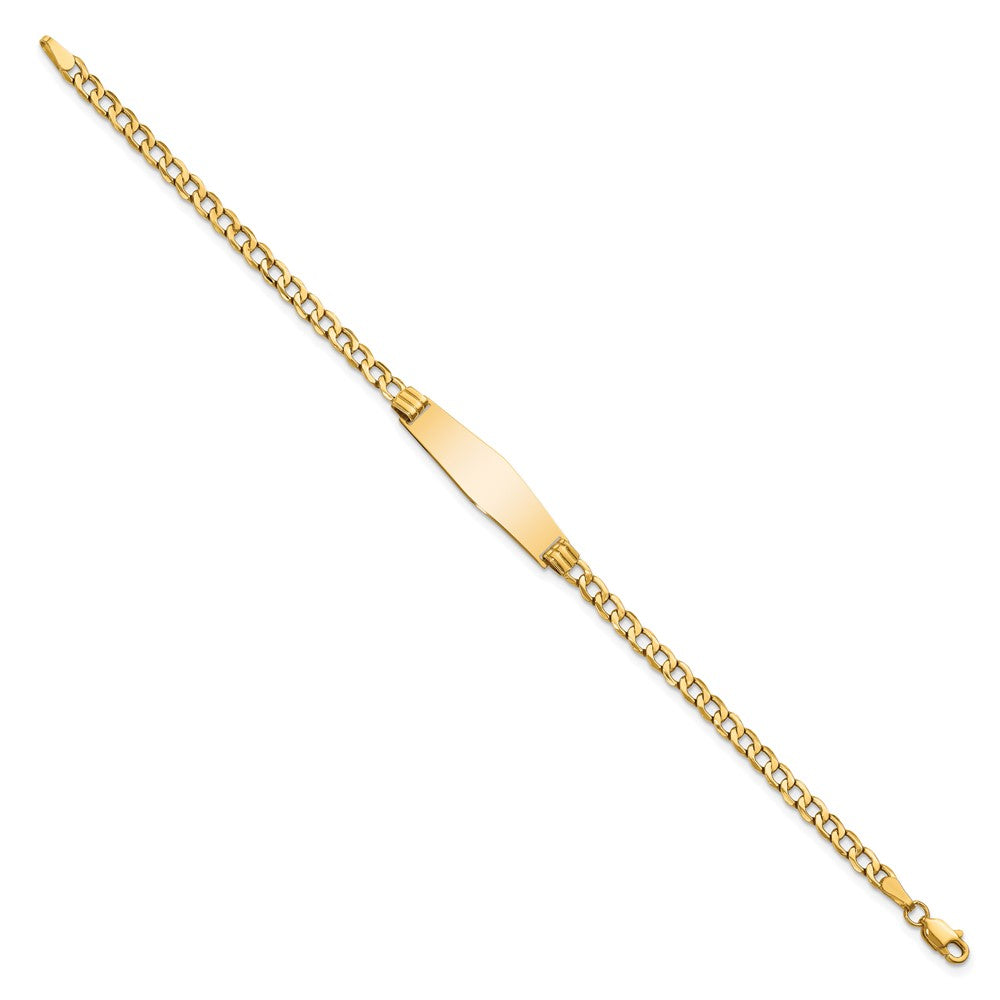 14k Polished Semi-Solid Chain/Solid Plate Cuban Link Soft Diamond Shape 25.5x Plate ID Bracelet