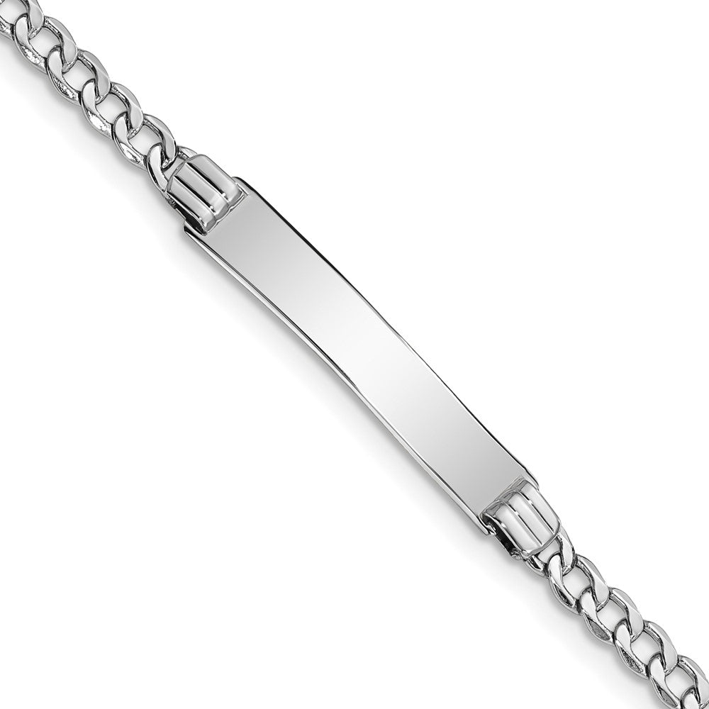 14k White Gold Polished Semi-Solid Chain/Solid Plate Cuban Link 26x Plate ID Bracelet