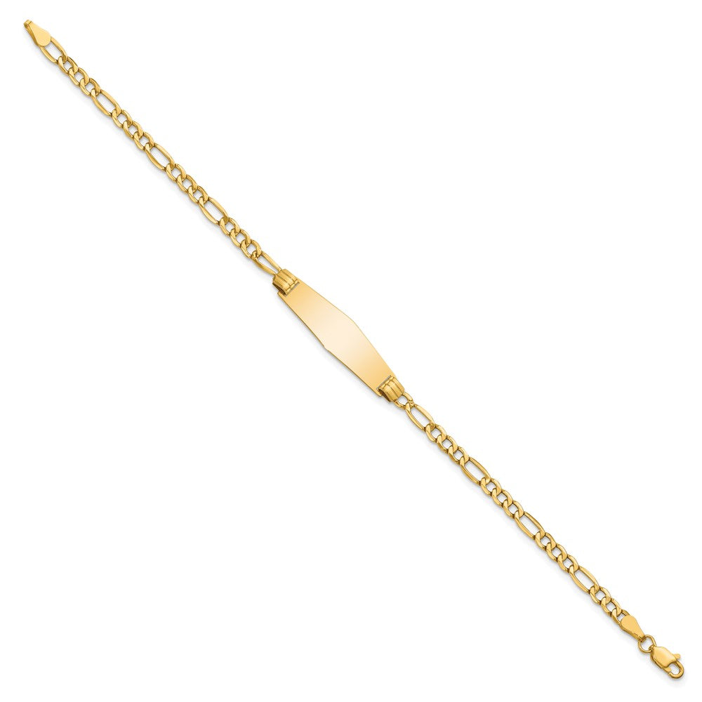 14k Semi-solid Soft Diamond Shape Figaro Link ID Bracelet