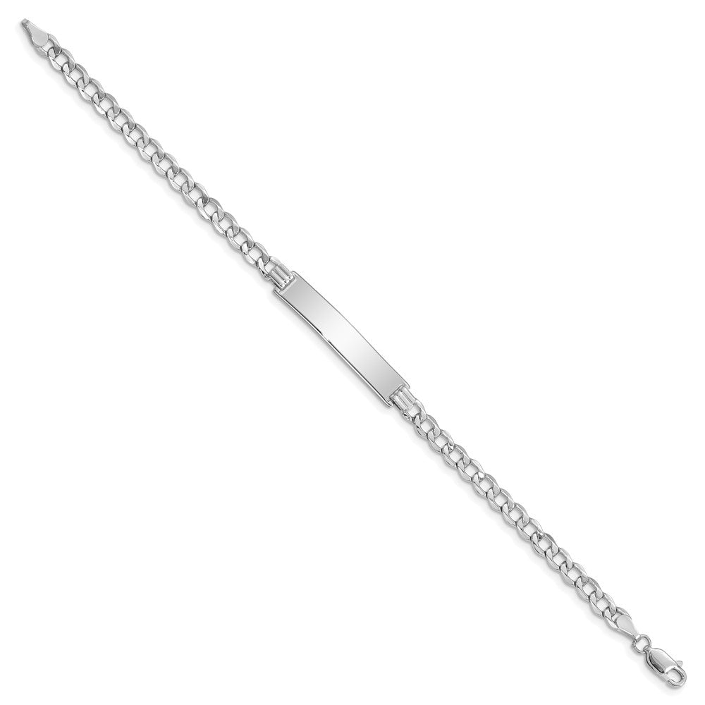 14k White Gold Polished Semi-Solid Chain/Solid Plate Curb Link 33x Plate ID Bracelet