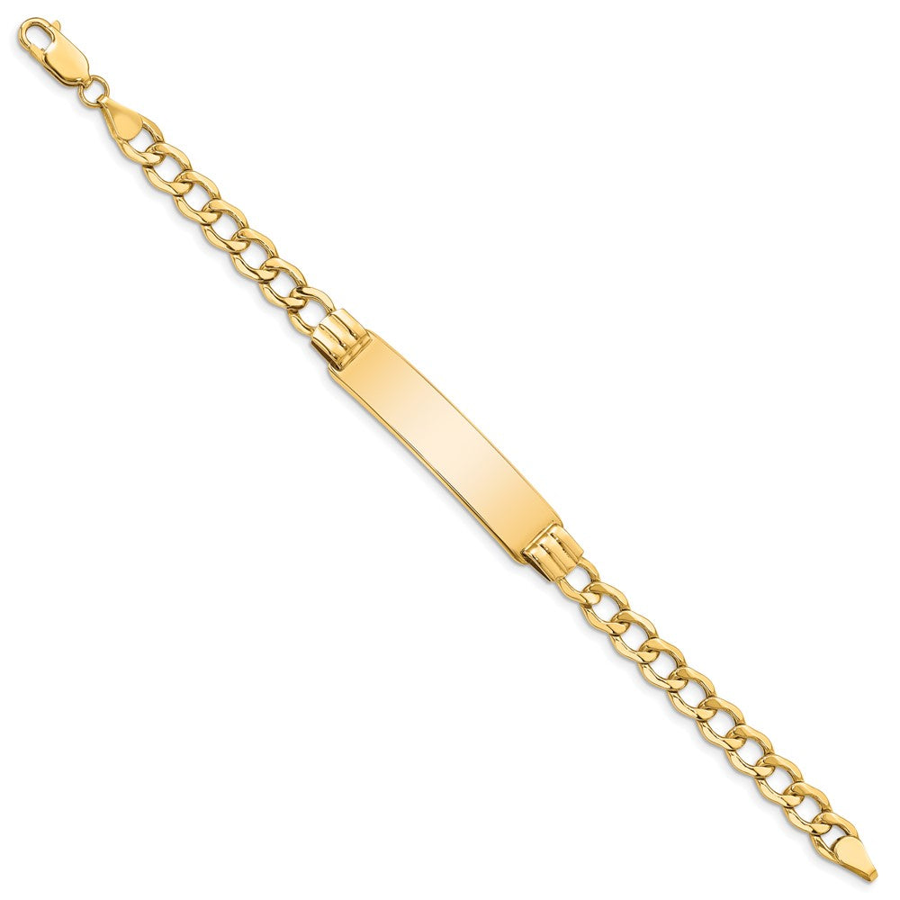 14k Polished Semi-Solid Chain/Solid Plate Curb Link 37.5x Plate ID Bracelet