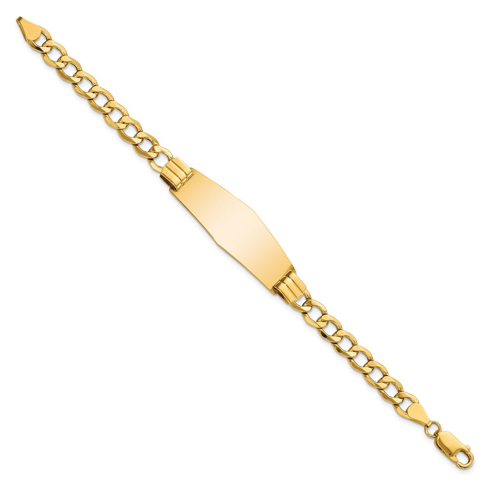 14k Semi-Solid Soft Diamond Shape Curb Link ID Bracelet