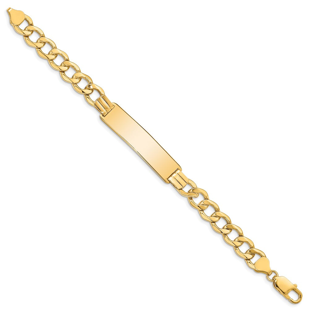 14k Polished Semi-Solid Chain/Solid Plate Curb Link 37.5x Plate ID Bracelet