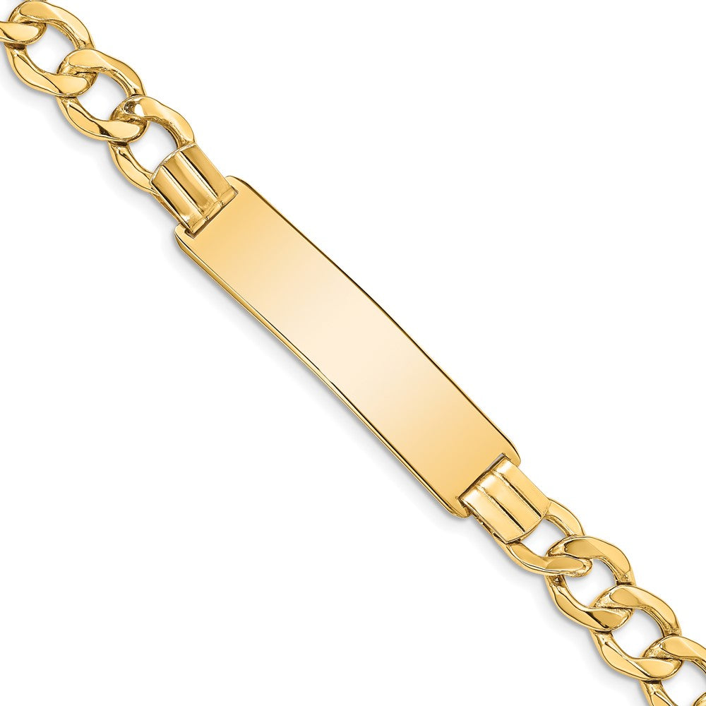 14k Polished Semi-Solid Chain/Solid Plate Curb Link 37.5x Plate ID Bracelet