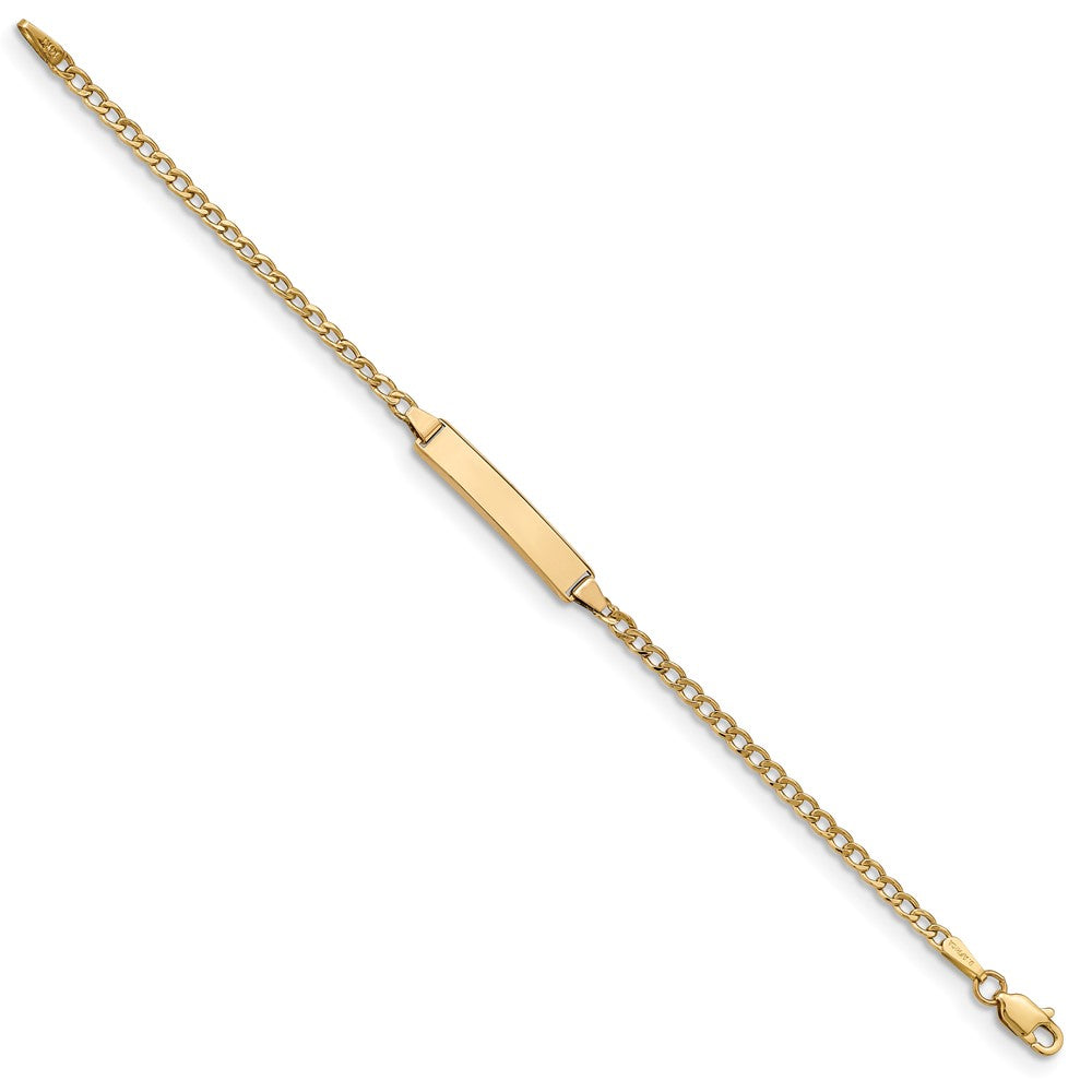 14k Polished Semi-Solid Chain/Solid Plate Cuban Link 20x Plate ID Bracelet