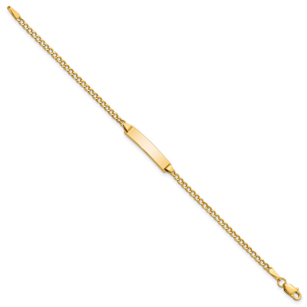 14k Polished Semi-Solid Chain/Solid Plate Cuban Link 20x Plate Baby/Child ID Bracelet