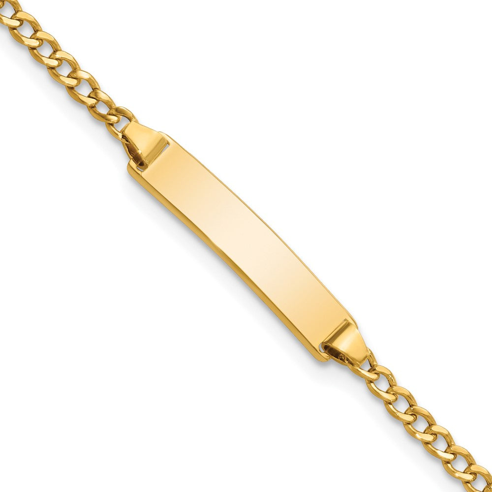 14k Polished Semi-Solid Chain/Solid Plate Cuban Link 20x Plate Baby/Child ID Bracelet