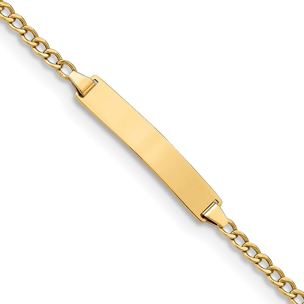 14k Polished Semi-Solid Chain/Solid Plate Cuban Link 23x Plate ID Bracelet