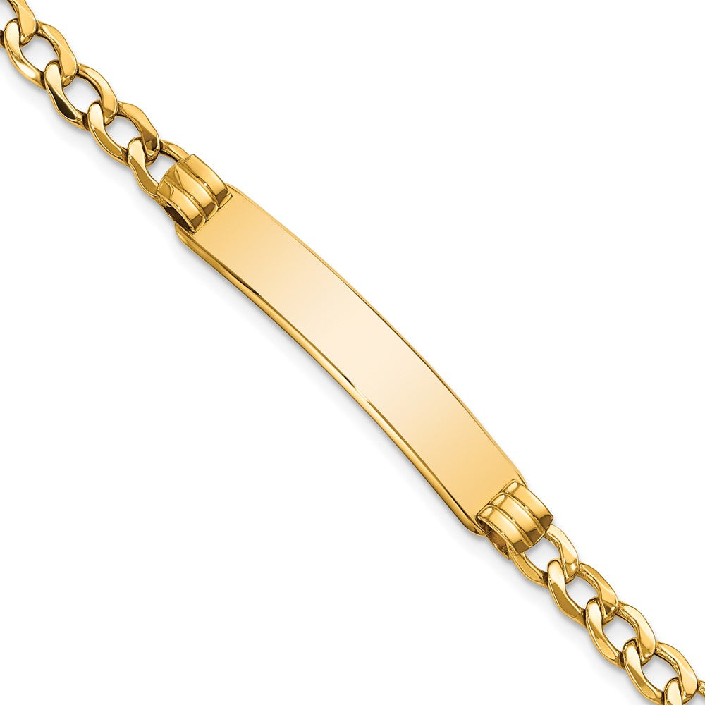 14k Polished Semi-Solid Chain/Solid Plate Cuban Link 35x Plate ID Bracelet
