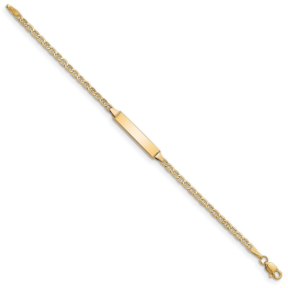 14k Polished Semi-Solid Chain/Solid Plate Anchor Link 20.5x Plate ID Bracelet