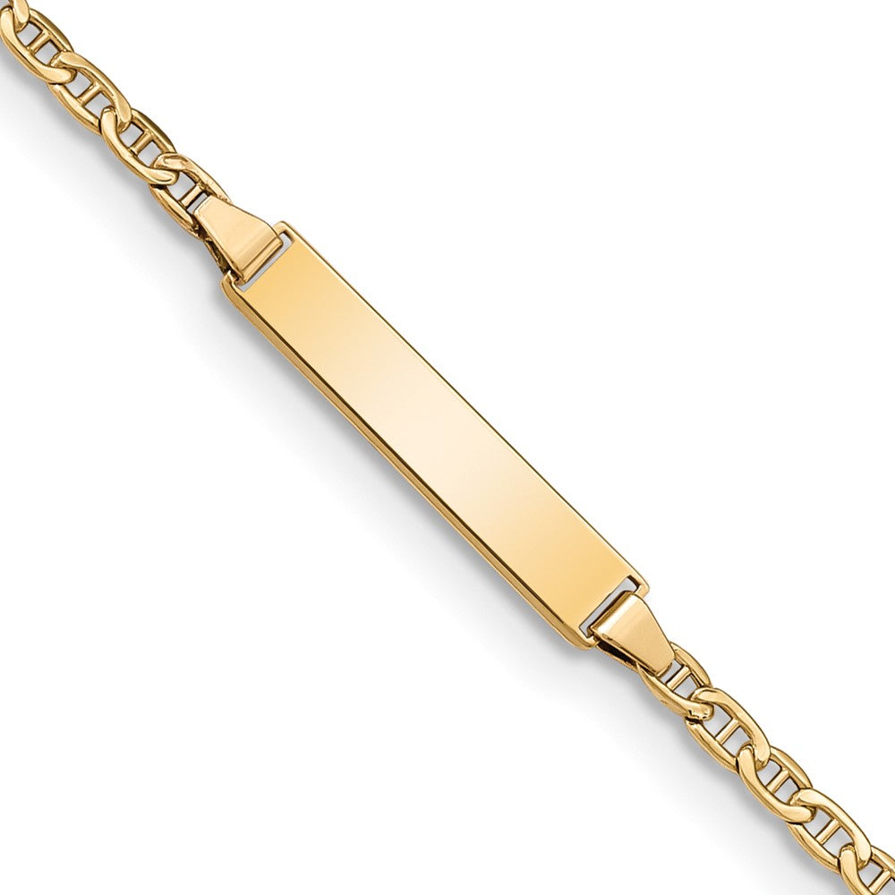 14k Polished Semi-Solid Chain/Solid Plate Anchor Link 20.5x Plate ID Bracelet