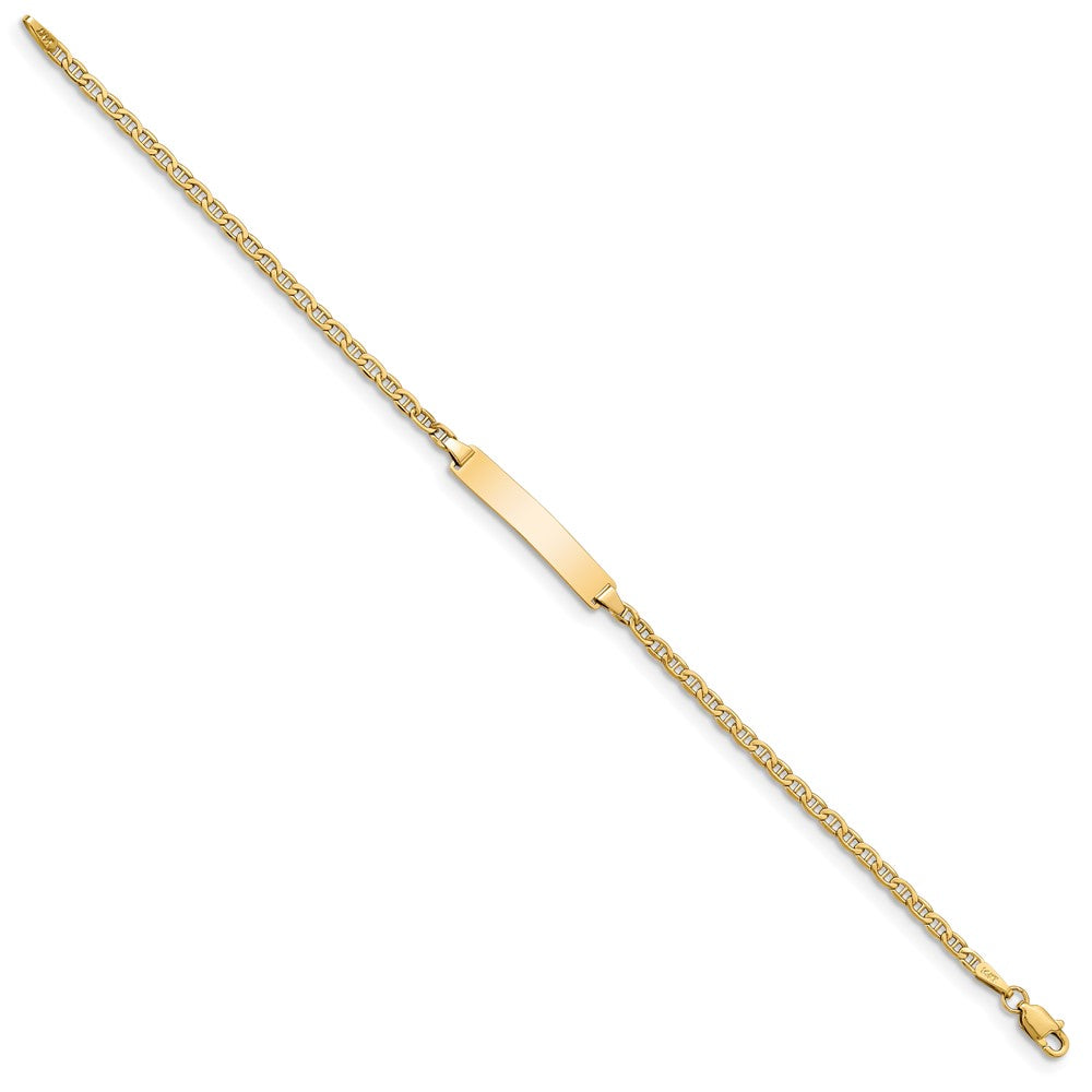 14k Polished Semi-Solid Chain/Solid Plate Anchor Link 23x Plate ID Bracelet