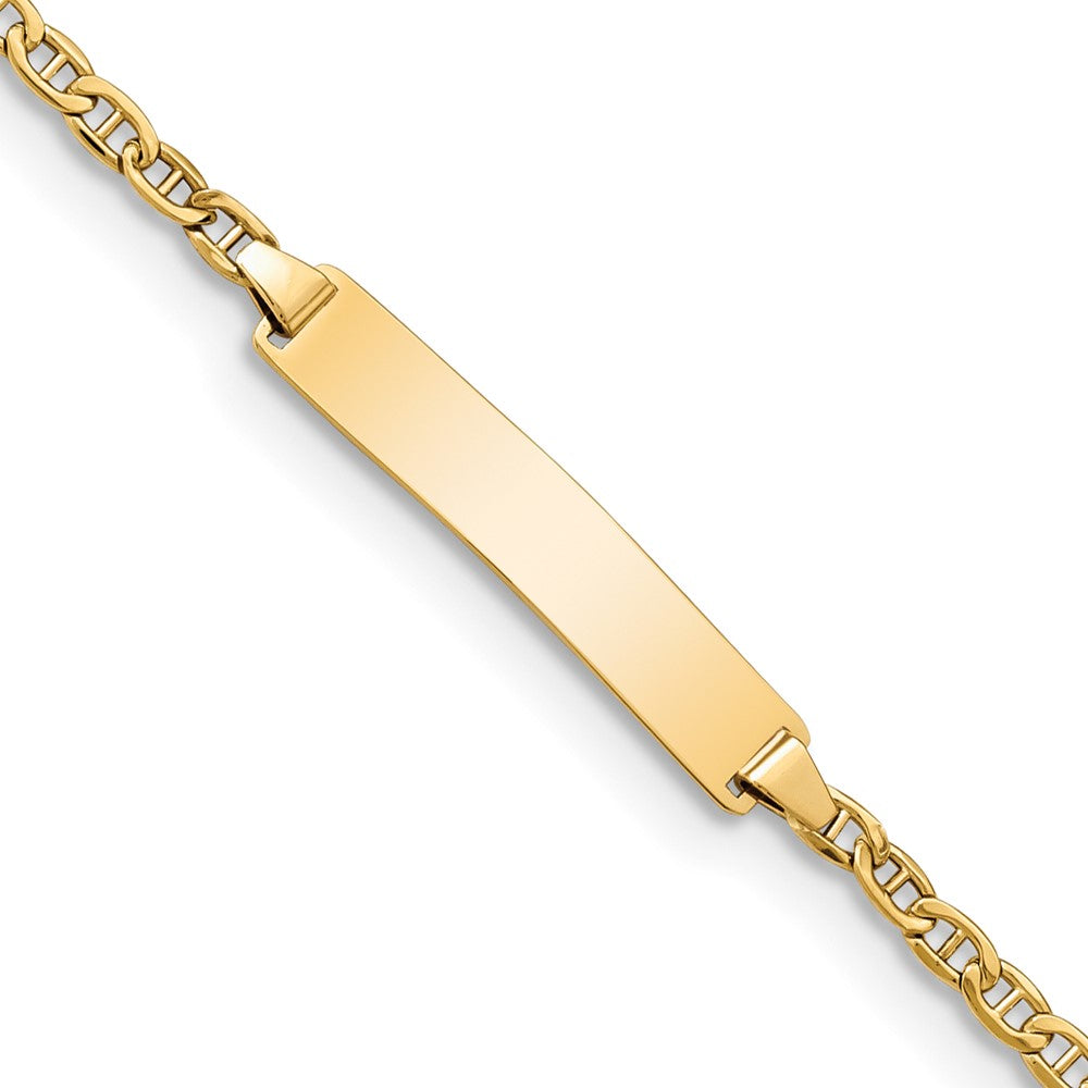 14k Semi-Solid Polished Anchor Link ID Bracelet