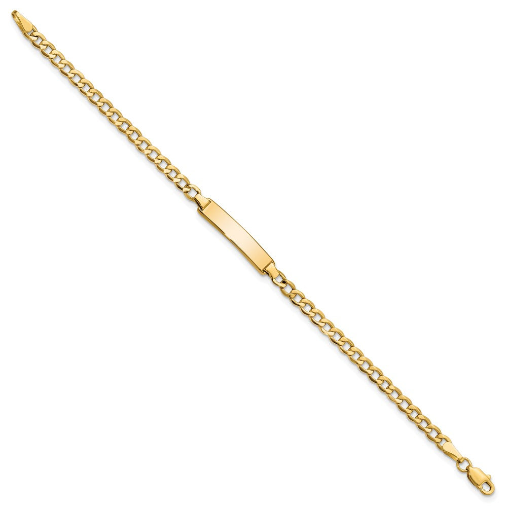 14k Polished Semi-Solid Chain/Solid Plate Cuban Link 23.5x Plate ID Bracelet