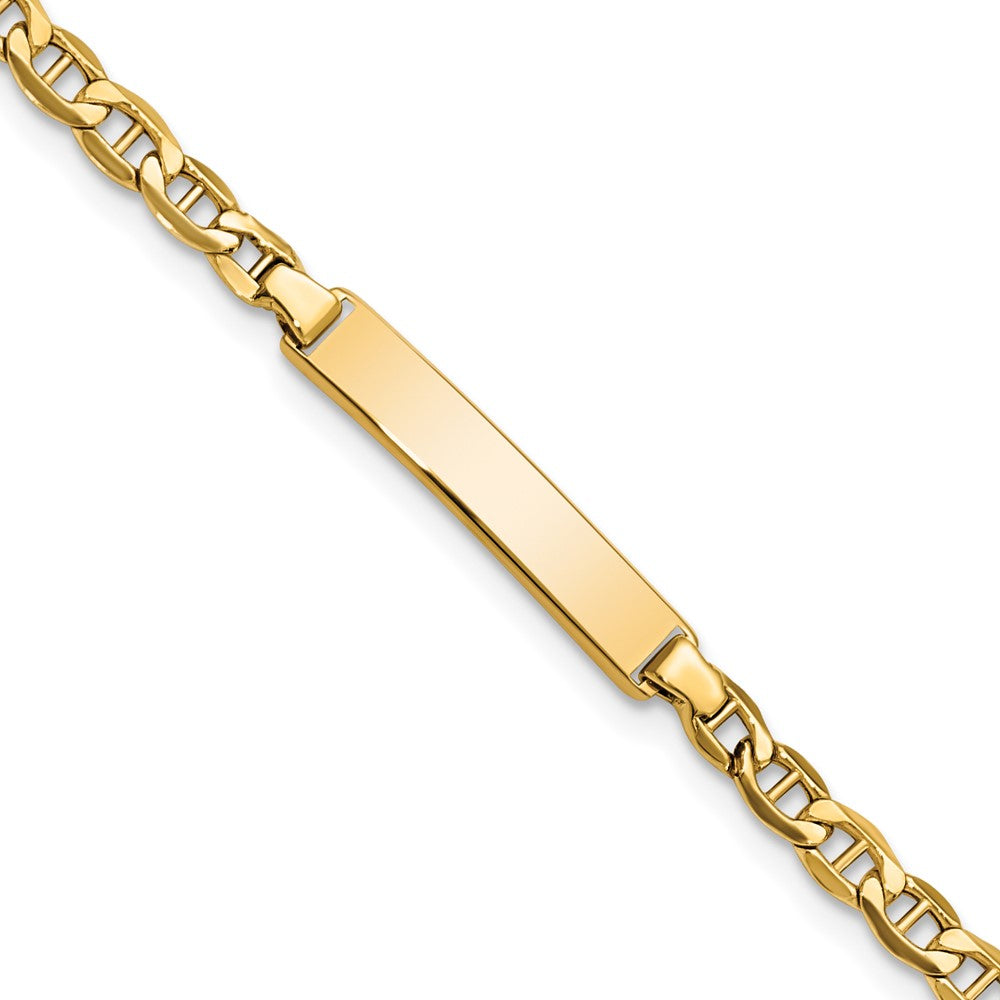 14k Polished Semi-Solid Chain/Solid Plate Anchor Link 22.5x Plate ID Bracelet