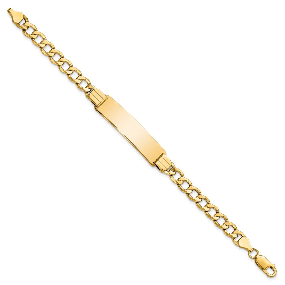 14k Polished Semi-Solid Chain/Solid Plate Curb Link 37.5x Plate ID Bracelet