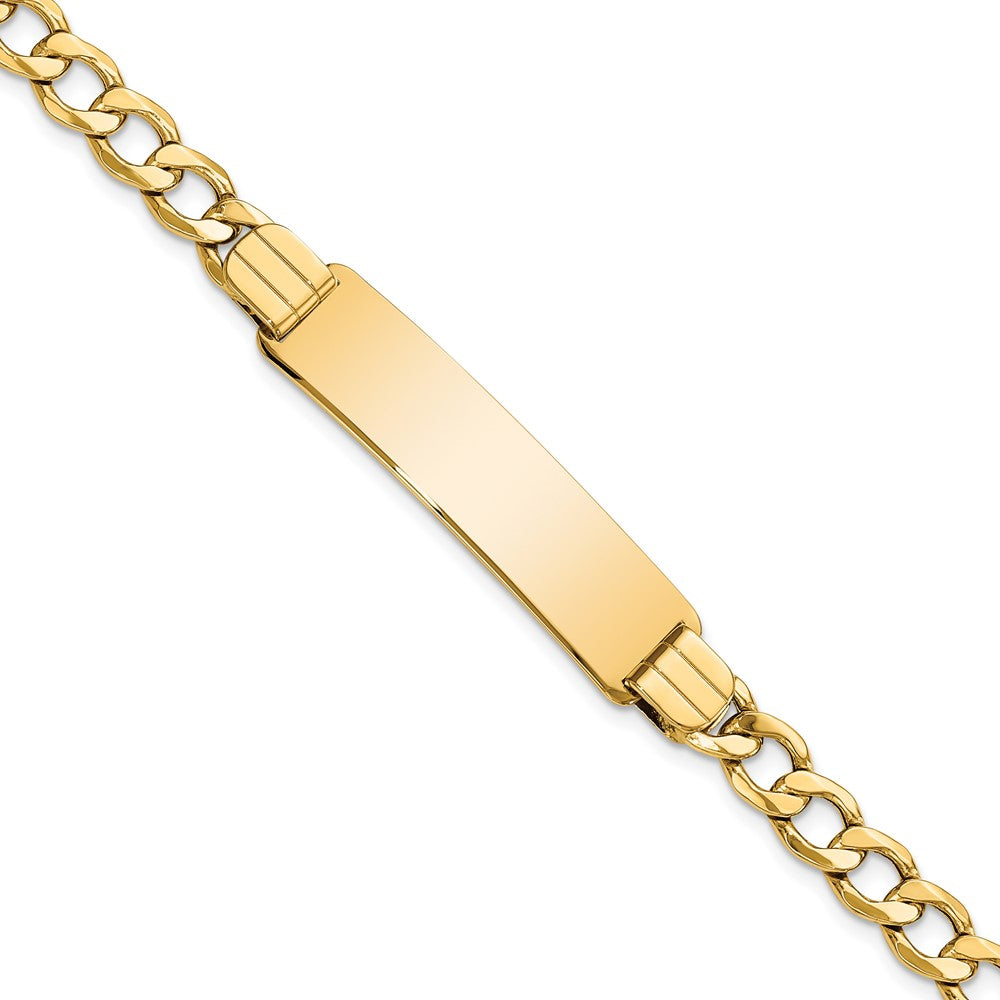 14k Polished Semi-Solid Chain/Solid Plate Curb Link 37.5x Plate ID Bracelet
